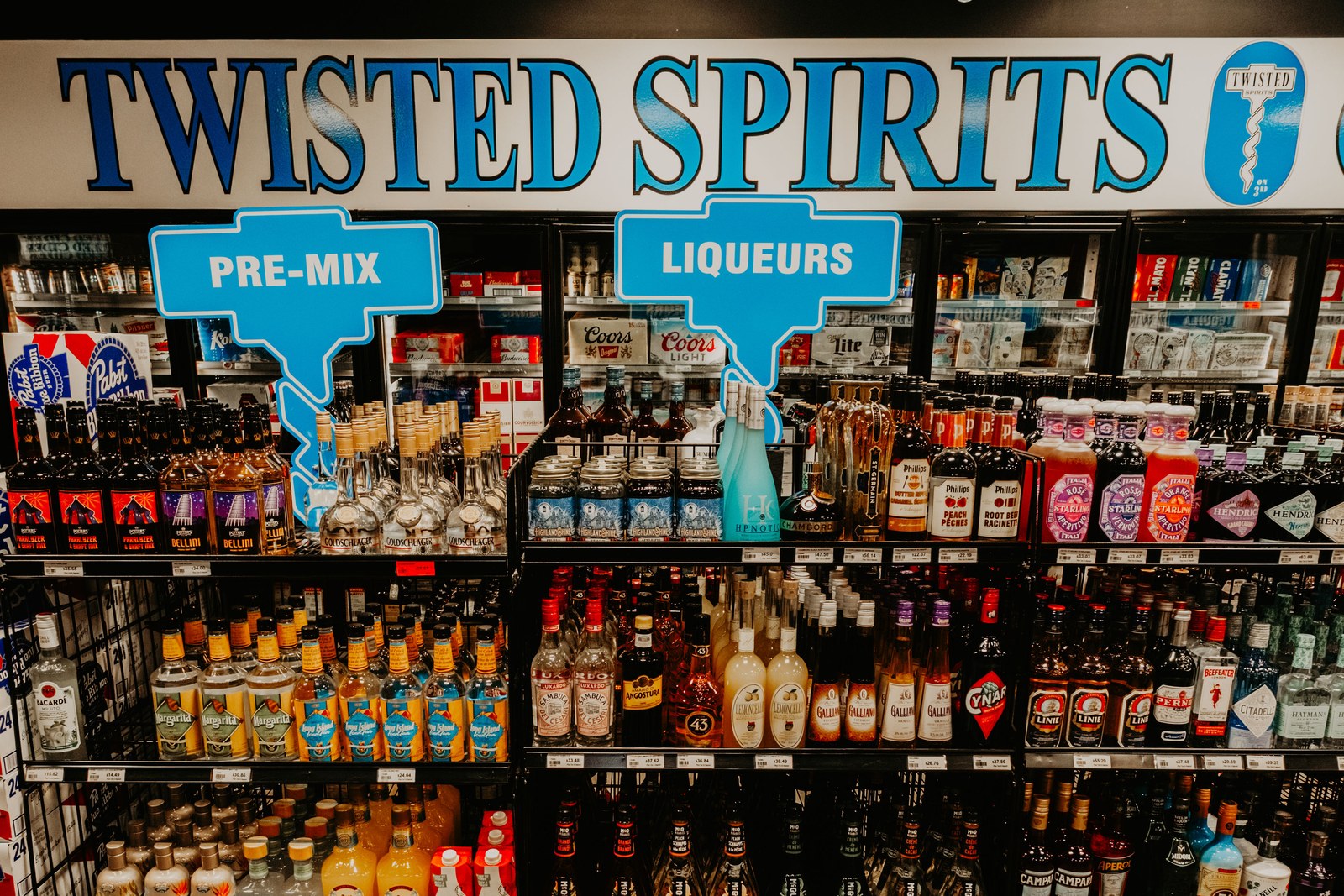 Liqueurs and pre-mix selection
